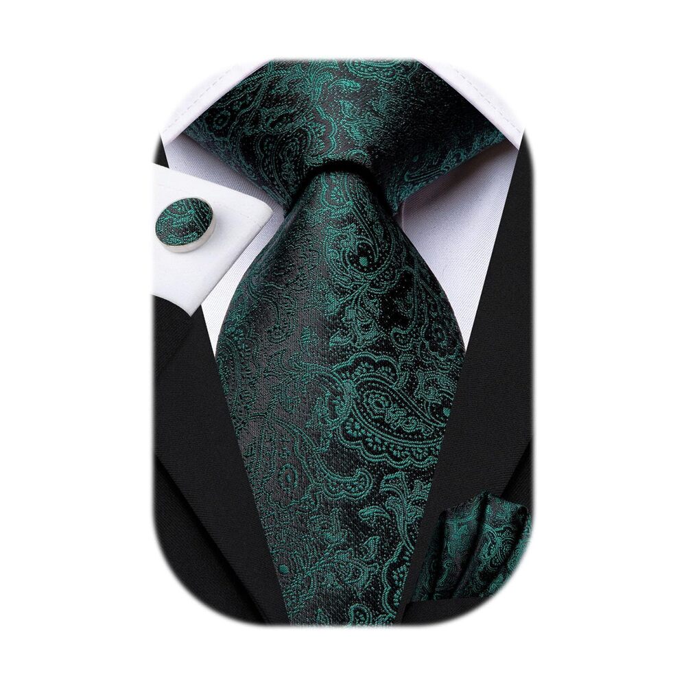6786 Silk Paisley Ties Necktie Pocket Square Cufflinks Set Foral Tie Sets